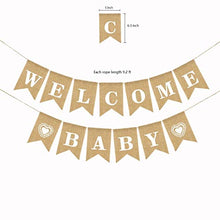 Load image into Gallery viewer, Gender Neutral Baby Shower Decorations for Boy Or Girl (24 pcs.) - Rustic Burlap Banner, Table Runner, Mommy to Be Sash, Tablecloth, Pre-Strung Foil Fans, Tissue Paper Tassels, Oh Baby Party Supplies