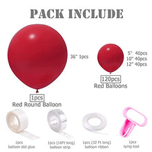 Load image into Gallery viewer, 125Pcs Red Balloon Arch Garland Kit,5M Balloon Garland Kit 5 Inch 10 Inch 12 Inch 36 Inch Pearl Red Latex Balloon for Photo Shoot Valentine Christmas Baby Shower Wedding Birthday Hen Party Decoration