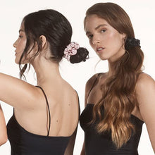 Load image into Gallery viewer, Slip Silk Large Scrunchies in Black, Pink, and Caramel - 100% Pure 22 Momme Mulberry Silk Scrunchies for Women - Hair-Friendly Silk Scrunchies - Luxurious Elastic Hair Scrunchie Set (3 Scrunchies)