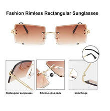 Load image into Gallery viewer, Rectangle Sunglasses Women Retro Square Men Rimless Eyewear Vintage Trendy Small Glasses Metal Frames Tinted Lens (rectangle 1)