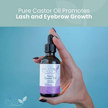Load image into Gallery viewer, Eva Naturals Organic Castor Oil (60ml) - Promotes Hair, Eyebrow and Eyelash Growth - Diminishes Wrinkles and Signs of Aging - Hydrates and Nourishes Skin - 100% Pure - Cold Pressed, Premium Quality