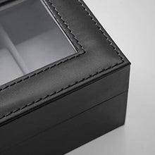 Load image into Gallery viewer, SONGMICS 6-Slot Watch Box, Glass Topped Watch Display Storage Case as Gift, with Velvet Lining, Cushions, and Lock, 30 x 11.2 x 8 cm, Black Synthetic Leather, Grey Lining JWB06BK
