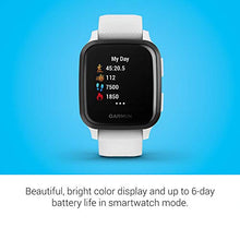 Load image into Gallery viewer, Garmin Venu Sq Music Amazon Exclusive GPS Smartwatch with All-day Health Monitoring and Fitness Features, Built-in Sports Apps and More, White with Slate Bezel
