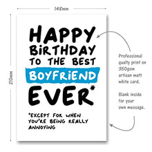 Load image into Gallery viewer, Funny Birthday Card for Boyfriend - Happy Birthday to the Best Boyfriend Ever