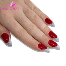 Load image into Gallery viewer, Bling Art Almond False Nails Fake Stiletto Red 4 Danger Glitter 24 Long Tip Glue