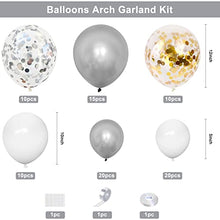Load image into Gallery viewer, Paready Balloon Arch Garland Kit, White Gold Silver Birthday Party Decoration, White Silver Latex Balloons and Gold Silver Confetti Balloons Set for Birthday Wedding Christmas New Year Baby Shower