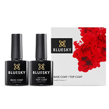 Load image into Gallery viewer, Bluesky Gel Nail Polishes, No Wipe Top Coat and Base Coat, Soak Off LED UV Gel Nail Polish Set, Long Lasting, Shiny, High Gloss Finish, Clear, 2 x 10ml Bottles