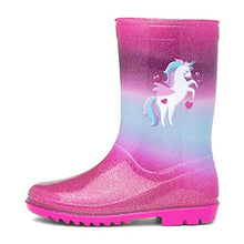 Load image into Gallery viewer, Zone - Kids Pink & Blue Unicorn Glitter Welly - Size 11 Child UK - Multicolour