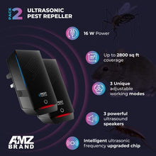 Load image into Gallery viewer, AMZ BRAND Ultrasonic Pest Repeller 2 Pack - Powerful Mouse Repellent - 3 Working Modes - Wide Frequency Range Pest Control Device - Ideal for Mice, Rats, Mosquitoes, Cockroach, Moths, Ants