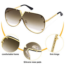 Load image into Gallery viewer, FANTESI Trendy Sunglasses for Men Women,V-Shaped Fashion Oversized Sunglasses UV400 Eyewear for Driving,City Walking,Outdoor Activites (gold)