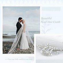 Load image into Gallery viewer, Edary Bride Wedding Hair Comb Silver Rhinestone Bridal Headpiece Pearl Bridal Hairclips Hair Accessories for Women and Girls