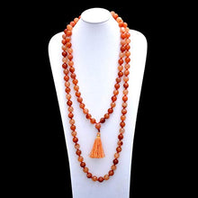 Load image into Gallery viewer, Jaipur Gems Mart Natural AAA Fire Agate 108 Mala Necklace| Fire Agate Mala|108 Prayer Beaded Mala Necklace| Hand Knotted Mala Bracelet | Japa Mala| 8mm Round Beads| Meditation Tassel |Buddhist Mala