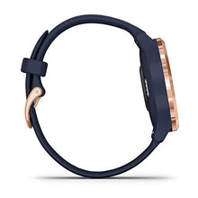 Load image into Gallery viewer, Garmin vivomove 3S Hybrid Smartwatch with Real Watch Hands and Hidden Touchscreen Display, Navy Silicone with Rose Gold Hardware