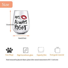 Load image into Gallery viewer, Mr. Right and Mrs. Always Right Wine Glasses Set, Stemless Wine Glass Gifts, Wedding Gift for Couple, Anniversary Presents, for Bride and Groom
