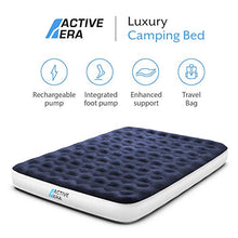 Load image into Gallery viewer, Active Era Luxury Camping Air Bed with USB Rechargeable Pump - King Size Inflatable Air Mattress with Travel Bag, Portable Air Pump and Foot Pump