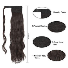 Load image into Gallery viewer, FESHFEN Long Wavy Ponytail Extensions 60cm Body Wavy Wrap Around Hair Ponytails Curly Clip in Synthetic Hairpieces for Women Girls, 130g