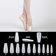 Load image into Gallery viewer, Ballerina Nails Long False Nails Coffin Fake Nails Full Cover Length 100 Pieces Artificial Fingernails Tip with Case for Nail Salons and DIY Nail Art, 10 Sizes (Natural)