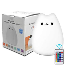 Load image into Gallery viewer, Children Night Light Kids Cat Lamp, Remote Control Dimmable Light with 16 RGB Colour and 4 Lighting Modes, USB Rechargeable Lamp for Baby & Toddlers