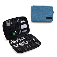 Load image into Gallery viewer, BAGSMART Small Travel Electronics Cable Organiser Bag for Hard Drives, Cables, USB Cable, SD Card (Lake Blue)