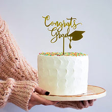 Load image into Gallery viewer, CHEERYMAGIC 3 Pcs Graduation Cake Toppers Set Acrylic Happy Graduation Cake topper 3 Big Graduation Party Decorations A2BYDGZS (A)