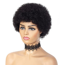 Load image into Gallery viewer, iShine 6" Afro Short Curly Wigs Human Hair Wigs for Black Women 100% Brazilian Hair Fluffy Tight Curls Black Wigs- Natural Black (1B)