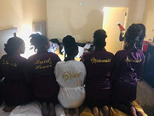 Load image into Gallery viewer, Vlazom Bride Bridesmaid Robes Satin Bridal Party Robe Dressing Gwons, Morning of Wedding Day Robes, Glitter Bridesmaid Kimono Bathrobe White for Bride M(UK 8-10)
