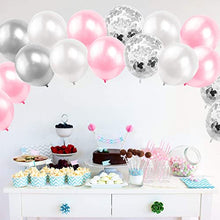 Load image into Gallery viewer, GRESAHOM Balloon Garland Arch Kit , 107pcs Silver Confetti Party Balloons Pink White Latex Balloons Set for Wedding, Birthday, Hen Party, Baby Shower, Anniversary or Christmas Decorations