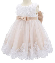 Load image into Gallery viewer, Bow Dream Lace Toddler Girl Dress with Headband Wedding Party Formal Champagne Butterfly 4T