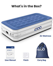 Load image into Gallery viewer, iDOO Single Size Air Bed, Inflatable bed with Built-in Pump, 3 Mins Inflation/Deflation Comfortable Air Mattress, Blow Up Bed Suit for Home Camping 188x99x46cm, 250kg MAX