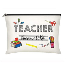 Load image into Gallery viewer, Teacher Appreciation Gifts Teacher Survival kit Teacher Supplies for Classroom Makeup Pouch Cosmetic Bag Travel Toiletry Case Pencil Bag for Preschool High School Teacher Gifts Makeup Bag for Women