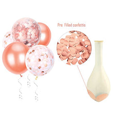 Load image into Gallery viewer, Pllieay 21 Pieces Rose Gold Confetti Balloons Set Including Rose Gold, Pink, White Confetti Balloons, Rose Gold Latex Balloons and 1 Roll Balloon Ribbon for Birthday, Wedding Party Decorations