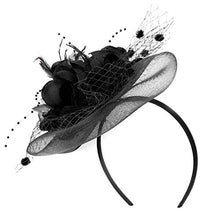 Load image into Gallery viewer, Women Ladies Flower Feather Fascinators Black Pillbox Hat Bowler Hat Party Hat Bridal Wedding Hair Accessories with Hair Clip Hair Loop Hairpin for Evening Prom Church Burlesque Race Derby Ascot Hat
