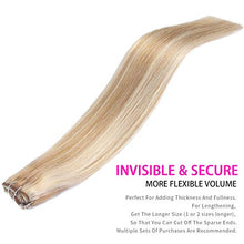 Load image into Gallery viewer, Human Hair Extensions Clip in Extensions Real Human Hair 3 Pieces Short Hair Wefts (18" 60g, 18/613 Ash Highlights Bleach Blonde Hair Extensions)