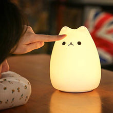 Load image into Gallery viewer, Children Night Light Kids Cat Lamp, Remote Control Dimmable Light with 16 RGB Colour and 4 Lighting Modes, USB Rechargeable Lamp for Baby & Toddlers