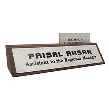 Load image into Gallery viewer, Personalized Business Desk Name Plate with Card Holder Custom Nameplate 2" x 8"