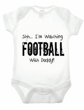 Load image into Gallery viewer, Reality Glitch Shh.. I'm Watching Football with Daddy Funny Newborn Baby Grow Gift (3-6 Months, White)
