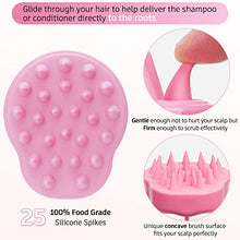 Load image into Gallery viewer, FREATECH Scalp Massager Shampoo Brush with Soft & Flexible Silicone Bristles for Hair Care and Head Relaxation, Ergonomic Scalp Scrubber/Exfoliator for Dandruff Removal and Hair Growth, Pink