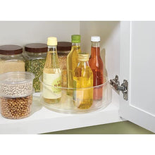 Load image into Gallery viewer, mDesign Lazy Susan Turntable Condiment Holder - Set of 2 - Plastic Revolving Condiments and Spice Rack - Ideal Kitchen Storage Unit for Cooking Oil, Ingredients, Bottles and Jars - Clear