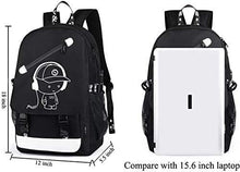 Load image into Gallery viewer, Anime Luminous Backpack Noctilucent School Bags Daypack USB chargeing Port Laptop Bag Handbag for Boys Girls Men Women (Black-Music boy)