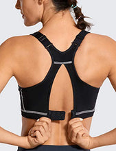 Load image into Gallery viewer, SYROKAN Women's High Impact Padded Supportive Wirefree Full Coverage Sports Bra Black 34E