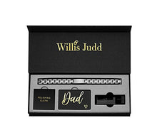 Load image into Gallery viewer, Willis Judd Mens Titanium DAD Bracelet Engraved Best Dad Ever with Gift Box & Link Removal Tool