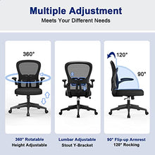 Load image into Gallery viewer, Office Chair - Ergonomic Desk Chair with Flip-up Armrest, Lumbar Support Height Tilting Adjustment, High-density Seat Cushion, YONISEE Mesh Back Rocking Computer Chair Conference Executive Task Chair