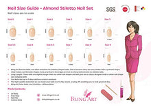 Load image into Gallery viewer, Bling Art Almond False Nails Fake Stiletto Red 4 Danger Glitter 24 Long Tip Glue