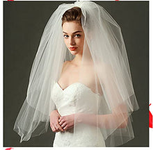 Load image into Gallery viewer, 2 Tier Wedding Bridal Veil with Comb Elbow Length White Ivory 60cm & 90cm Cathedral Prom Gown Hen Party Veil Wedding Hair Accessory Bridal Shower Dance Evening Prom
