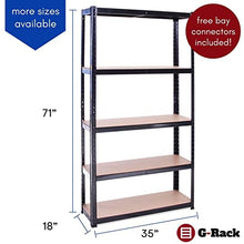 Load image into Gallery viewer, Garage Shelving Units: 180cm x 90cm x 45cm | Heavy Duty Racking Shelves for Storage - 1 Bay, Black 5 Tier (175KG Per Shelf), 875KG Capacity | For Workshop, Shed, Office | 5 Year Warranty