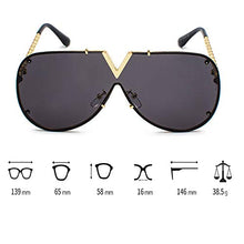Load image into Gallery viewer, Casual Trendy Sunglasses For Men Women,V-Shaped Fashion Design Metal Frame Eyeglasses-UV400 Protection-Oversized Shades-Great for Driving,City Walking,Outdoor Activites