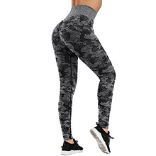 Load image into Gallery viewer, FITTOO Women's High Waisted Camo Seamless Leggings Gym Fitness Workout Yoga Pants, Camouflage-black, M