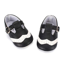 Load image into Gallery viewer, LACOFIA Baby Boy's Anti-Slip Soft PU Leather Sneakers Infant First Walking Slipper Shoes Black 3-6 Months