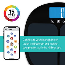 Load image into Gallery viewer, Salter 9192 BK3R Health Curve Bluetooth Smart Bathroom Analyser Scale, Measures Weight, Body Fat/Water, Muscle/Bone Mass, BMI and BMR, 8 User Memory, Connect to Smartphone using MiBody App, Black