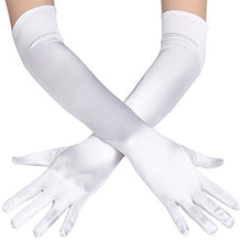 Load image into Gallery viewer, BABEYOND Long Evening Gloves Satin Elbow Gloves Bridal Fancy Dress Gloves Wedding Prom Opera Gloves 1920s Style for Women (Long Smooth 52cm/White)(Size: Adult Size (Length 52cm))